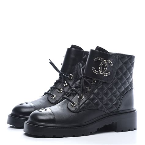 chanel leather lace up boots|chanel quilted ankle boots.